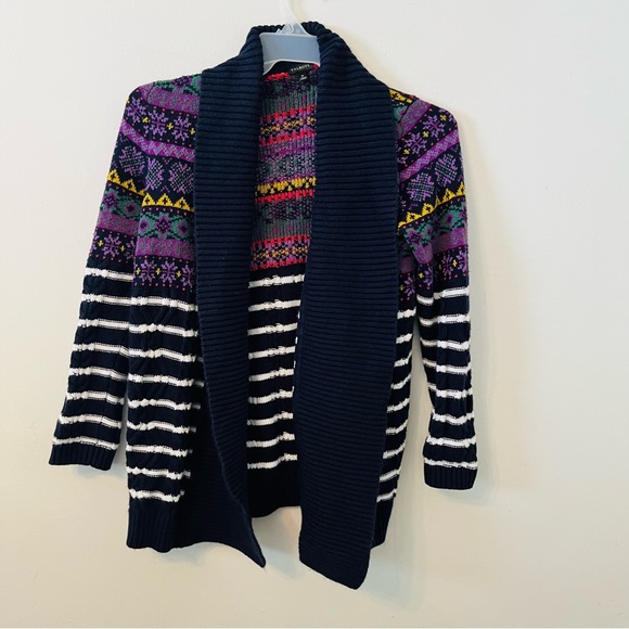 Talbots Fair Isle Shawl Cable Knit Cardigan Sweater M - Picture 1 of 8